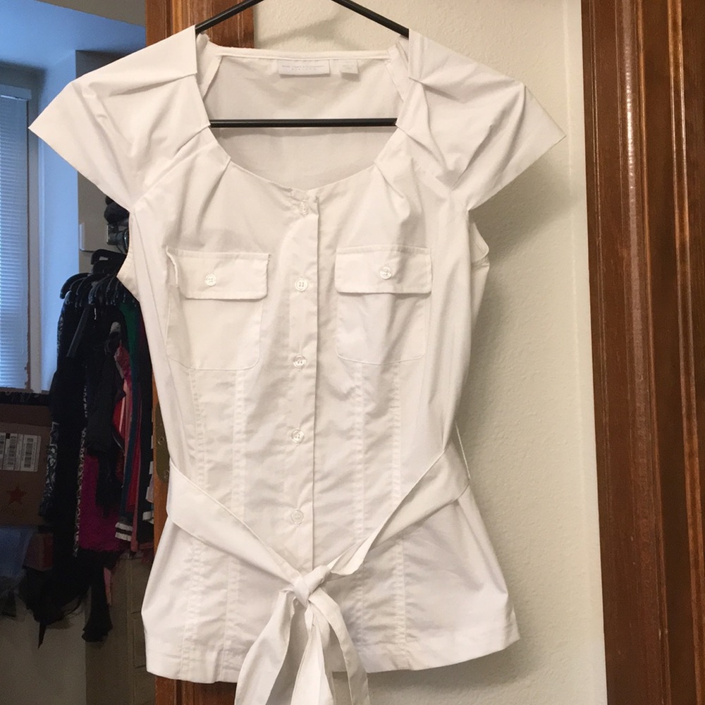 Safari looking cap sleeve button up shirt